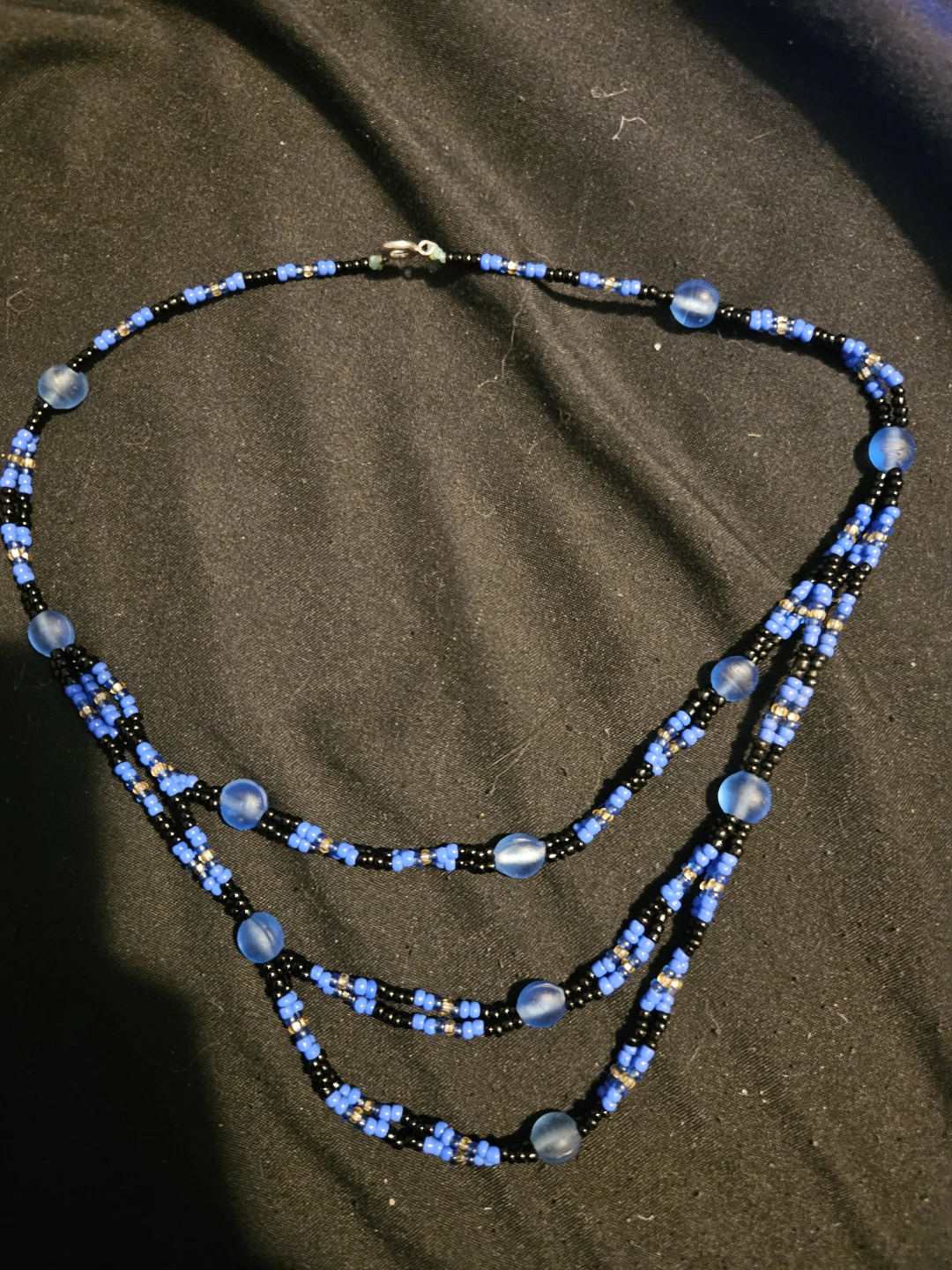 Blue Beaded Layered Necklace