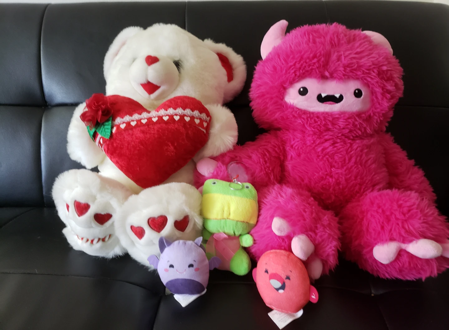 Plush Toys Bundle - White Bear, Pink Monster, Small Critters - photo 2