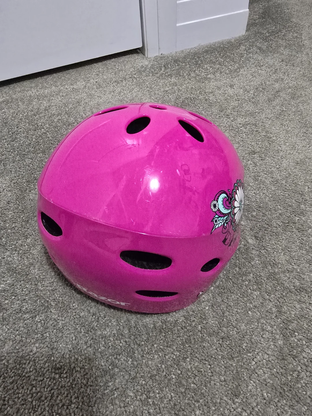 Pink Kids Bike Helmet with Floral Design - photo 2
