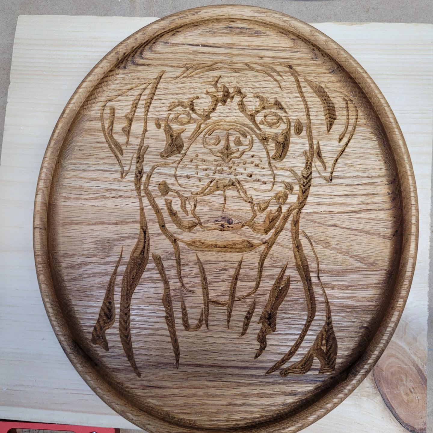 Hand-Carved Wooden Dog Portrait Plaque - photo 2