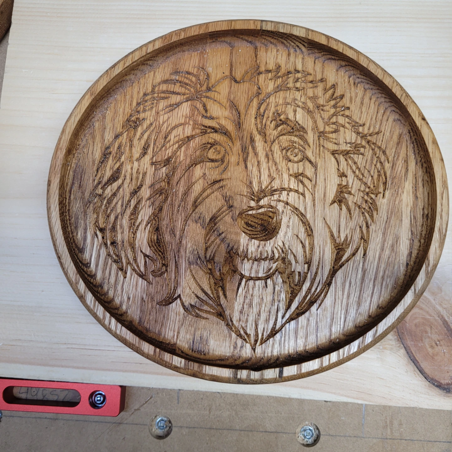 Hand-Carved Wooden Dog Portrait Plaque - photo 3