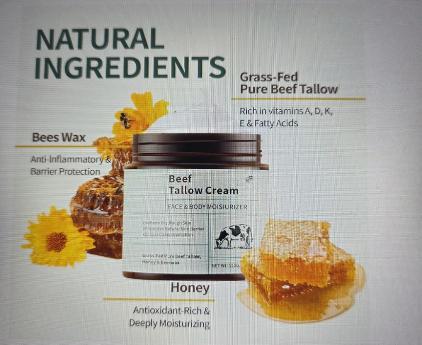 Beef Tallow Cream Face & Body Moisturizer - photo 3