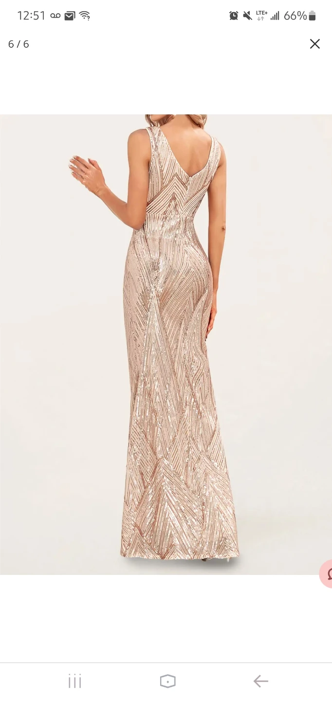 Rose Gold Sequined Dress - size 0 / Xs - photo 5