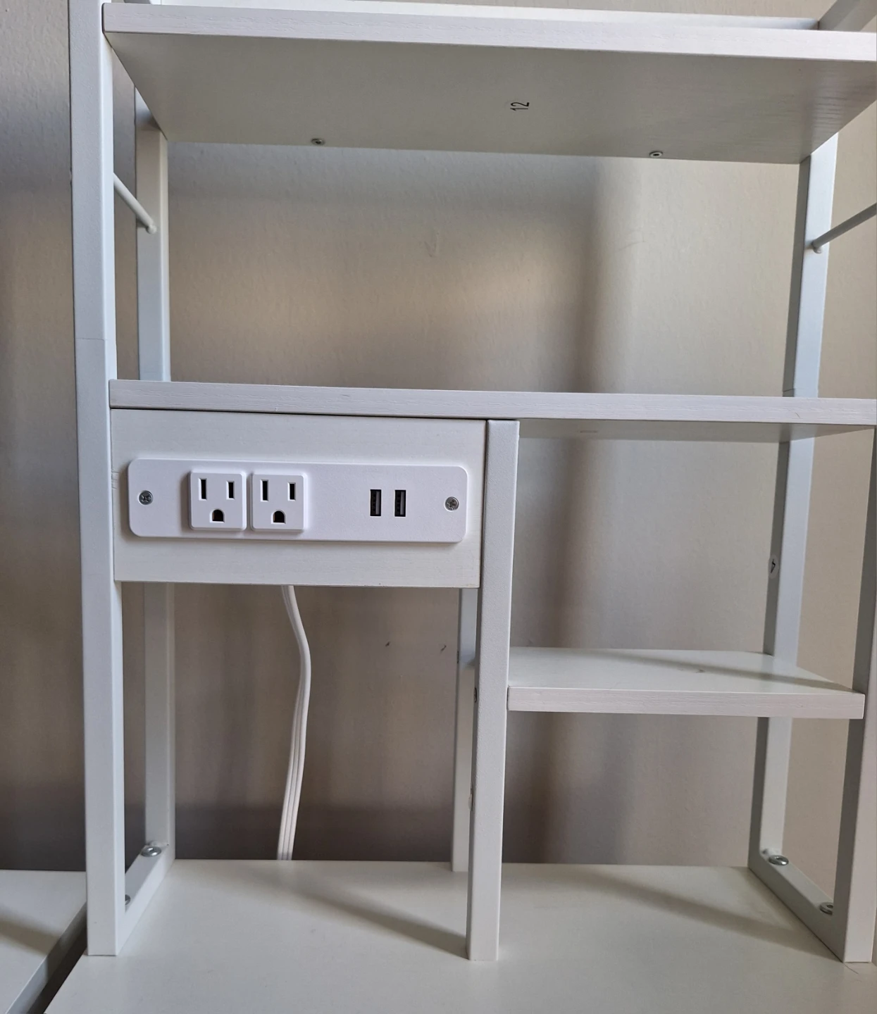 White Shelves w/ Built-in Power Strips, Storage Drawers - photo 2
