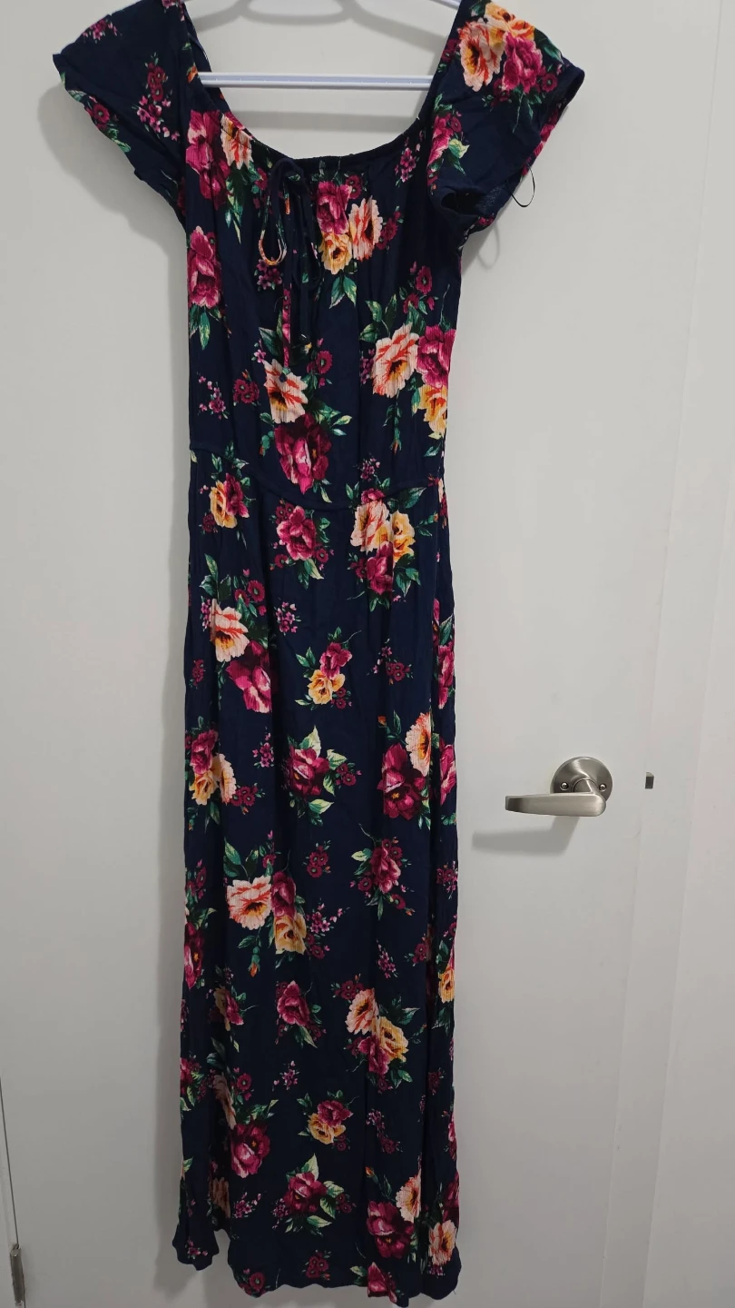 Navy Floral Maxi Dress Size S
