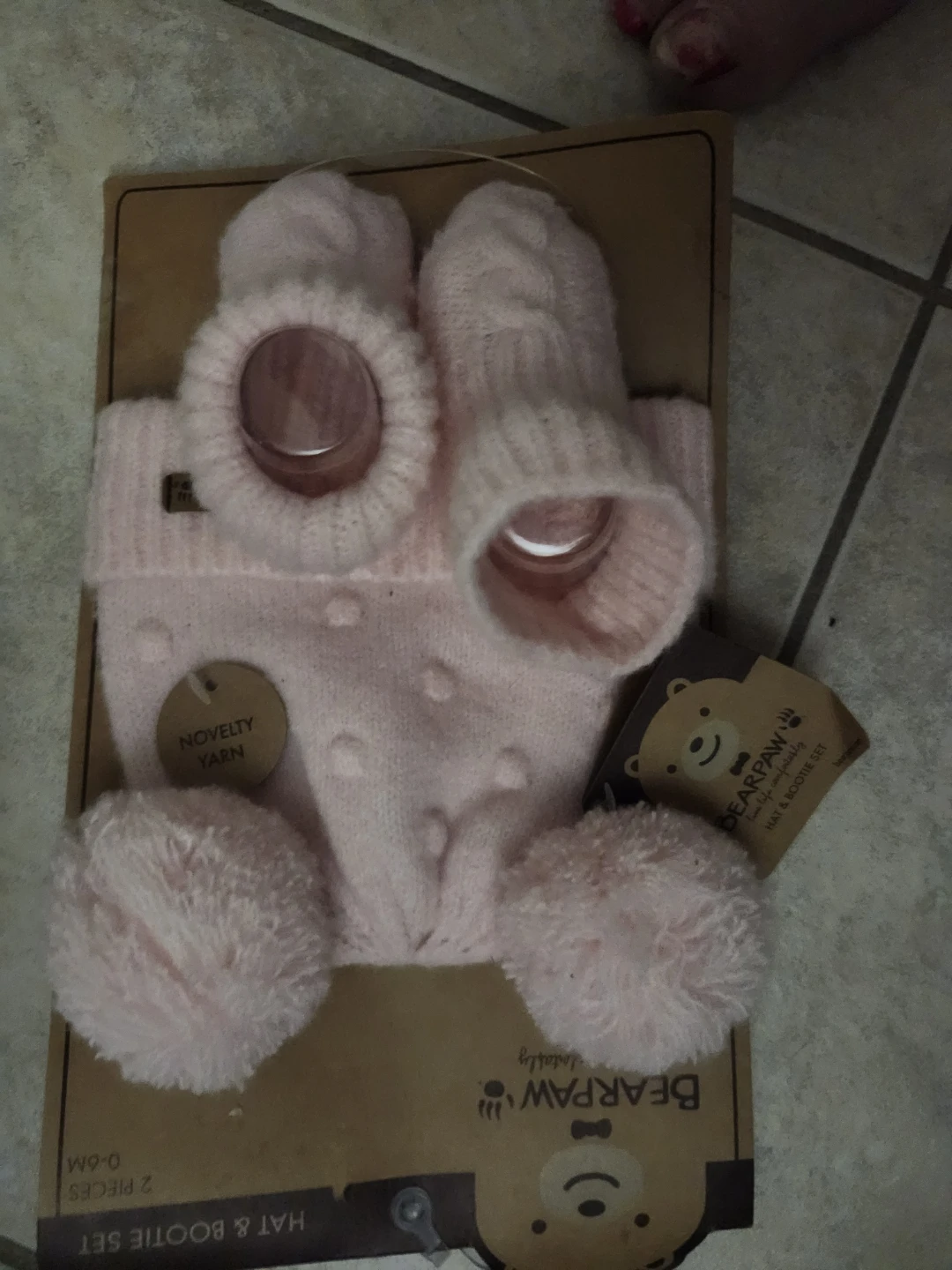 BearPaw Pink Hat & Bootie Set