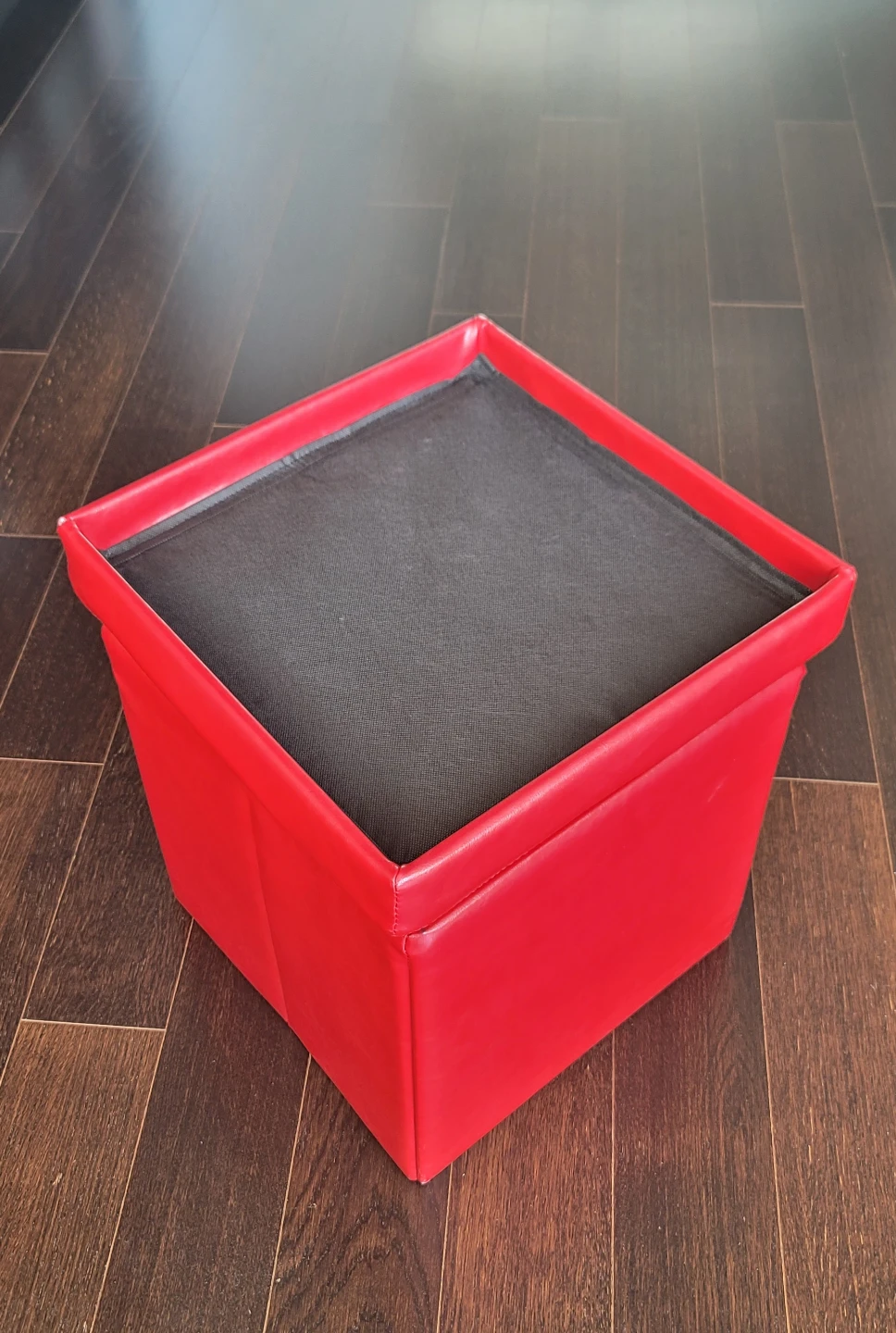 Red Leather Modern Pouf with Storage - photo 4