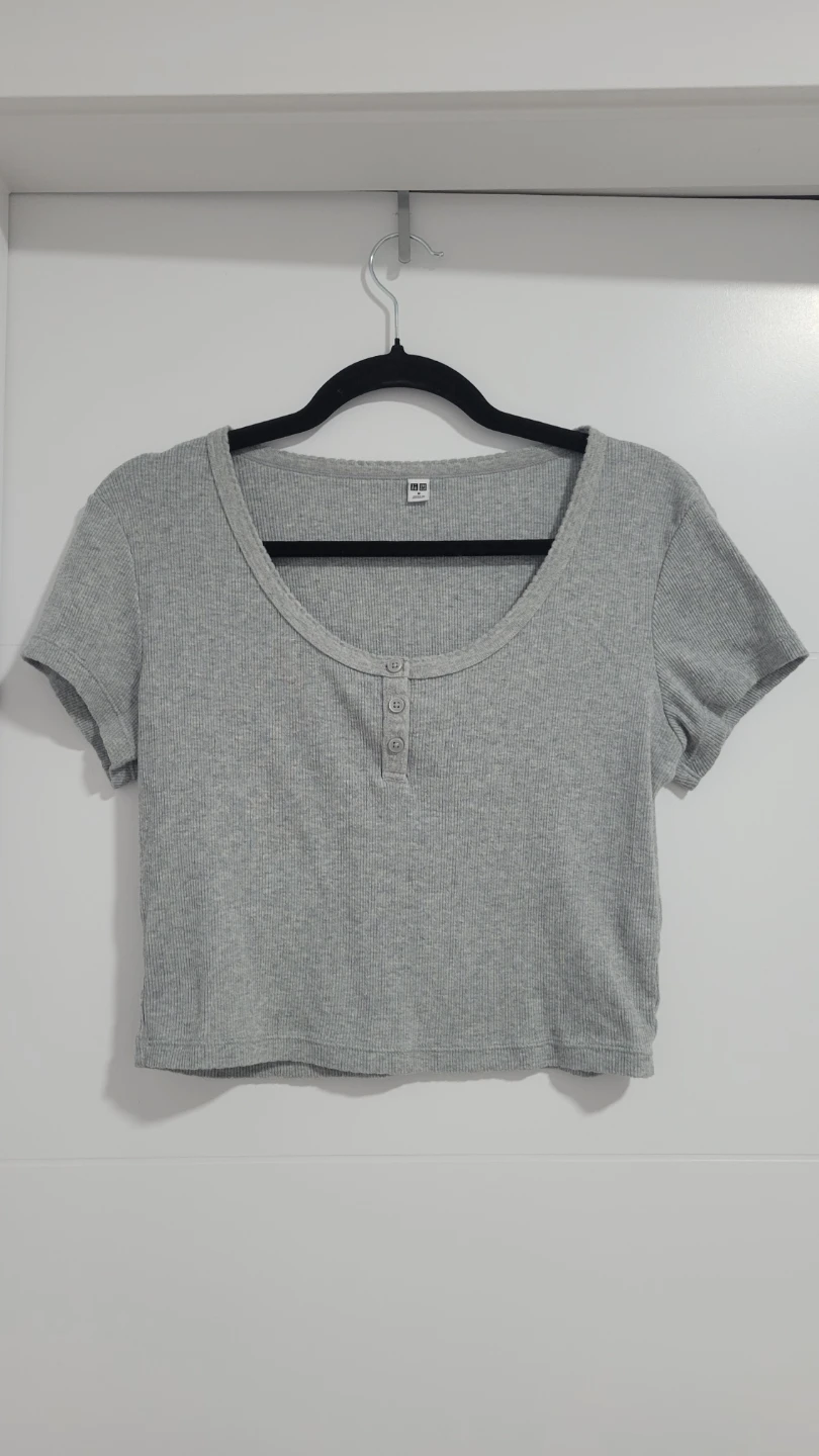 2 Uniqlo Henley T-Shirts - Grey & Black