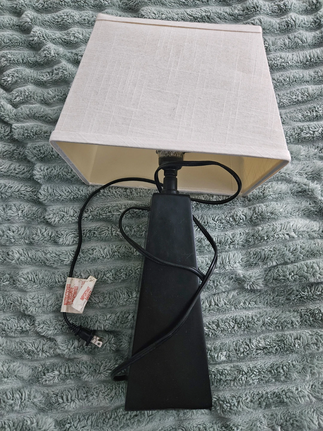 Black Table Lamp with Cream Shade - photo 3