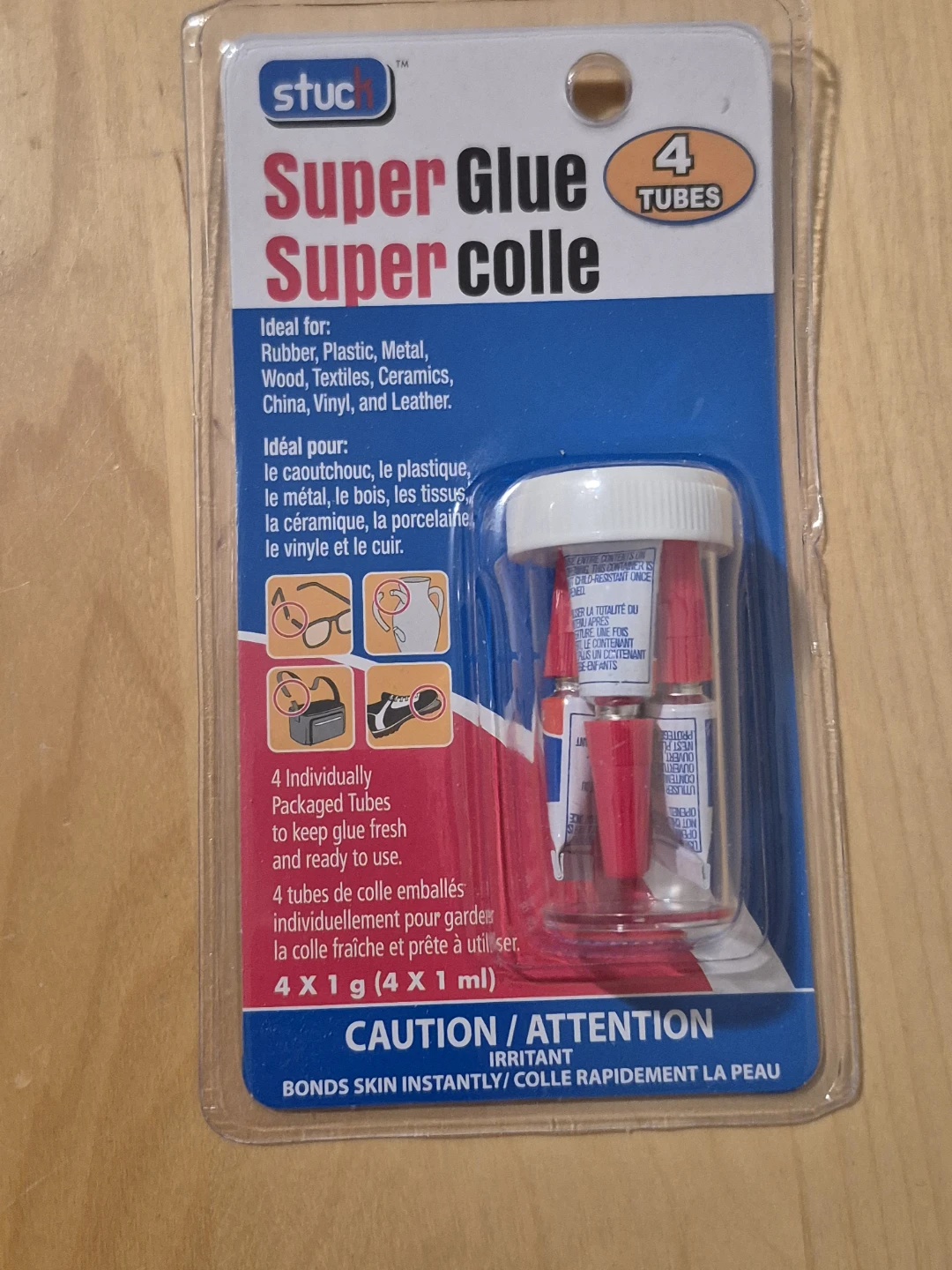 BNIB)Free Stuc Super Glue 4 Tubes