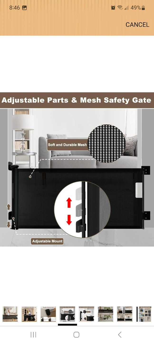 Extra Wide Retractable Baby Gate - Black - photo 4