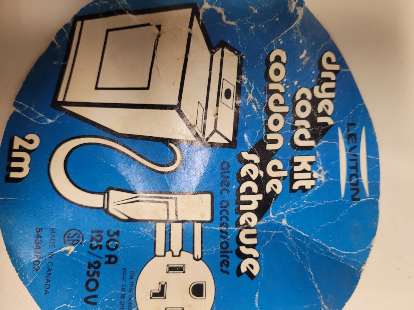 Leviton Dryer Cord Kit 30A 125/250V 2m