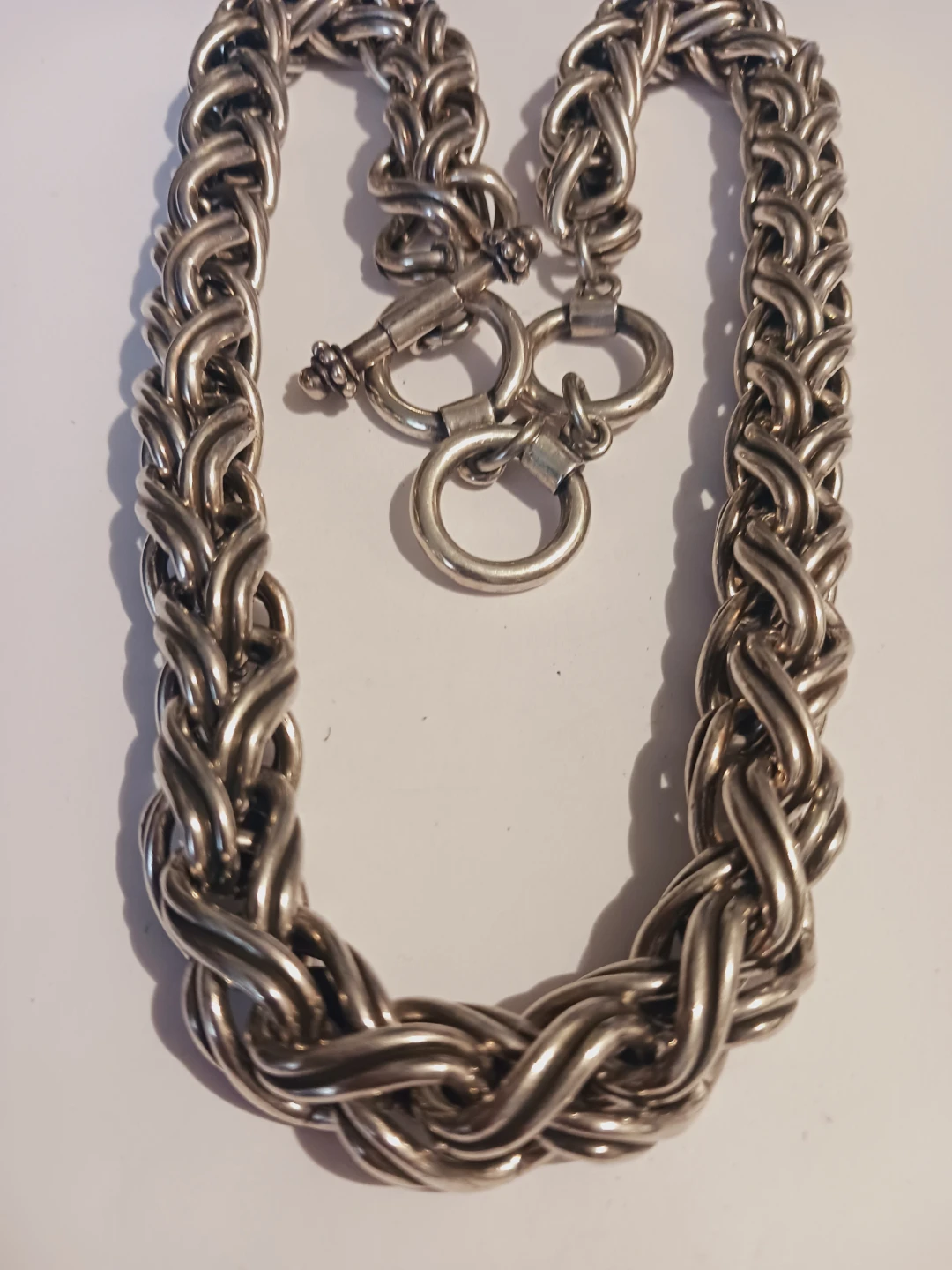 Chunky Silver Plated Thick Chain Necklace with Toggle Clasp - photo 4