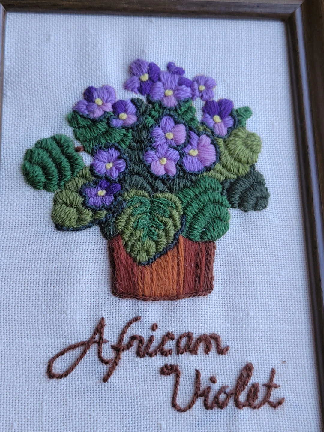 Vintage Floral Crewel  Embroidery Art - Azalea & African Violet - photo 3
