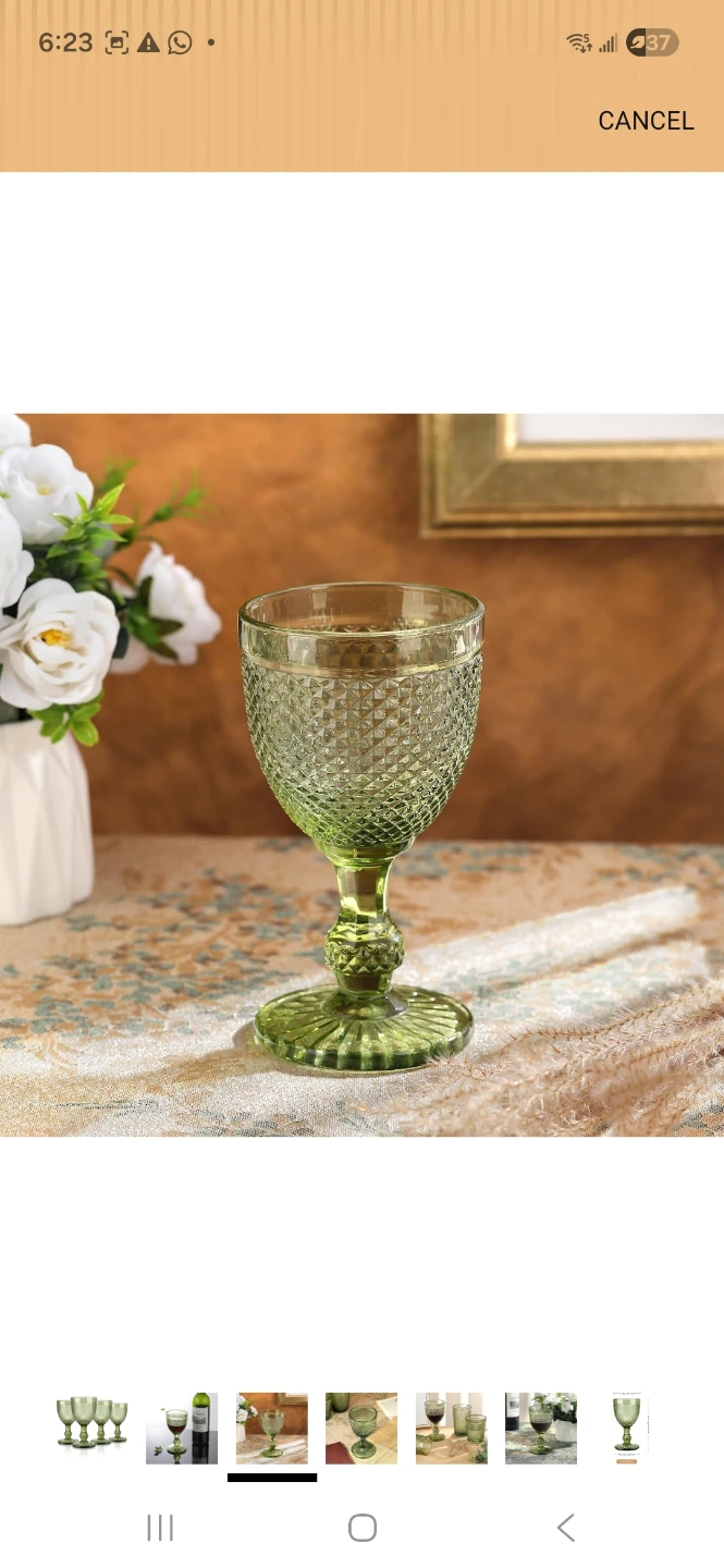 Set of 4 Green Textured Wine Glasses - photo 3