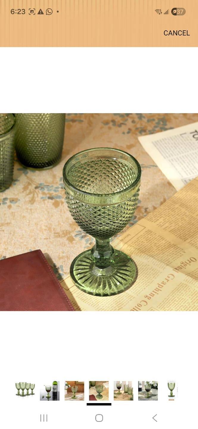 Set of 4 Green Textured Wine Glasses - photo 4