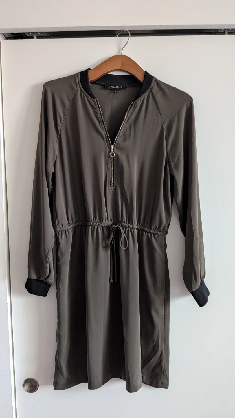 Y2K Dynamite Olive Green Bomber Style Dress