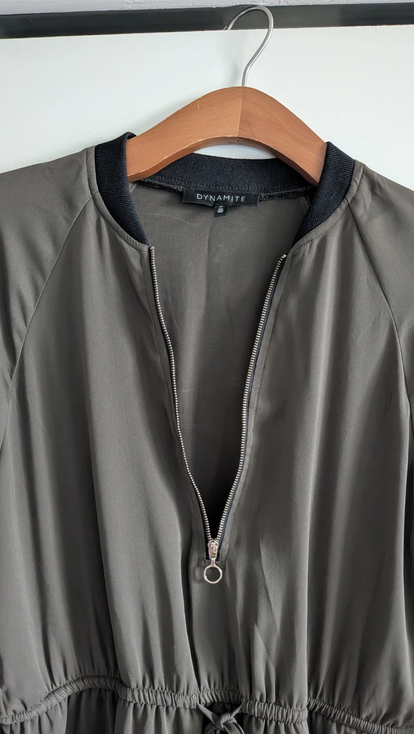 Y2K Dynamite Olive Green Bomber Style Dress - photo 2