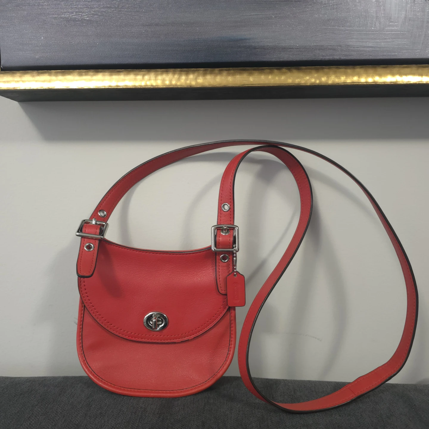 Coach Mini Coral Leather Saddle Bag