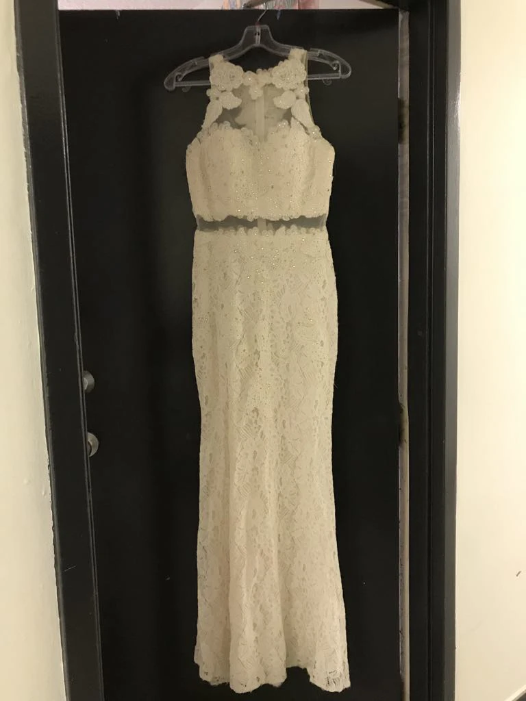 Cream Lace Embellished Maxi Dress