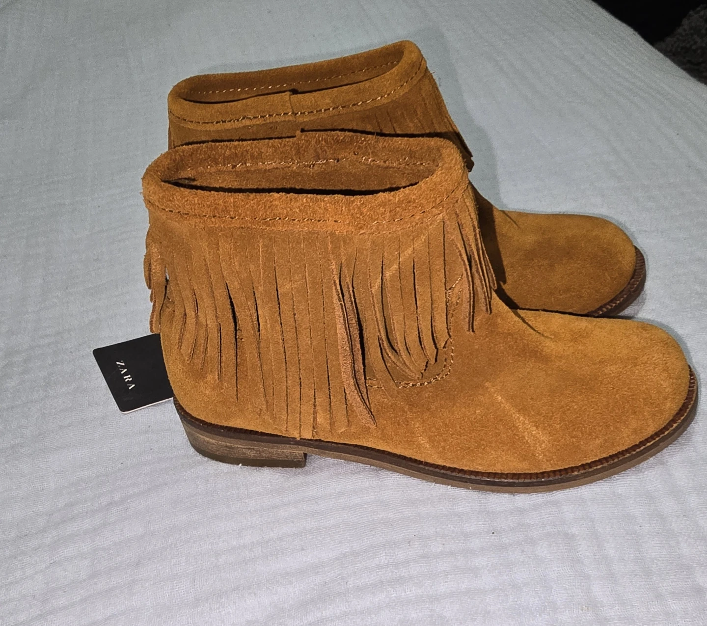ZARA Girls Suede Fringe Ankle Boots