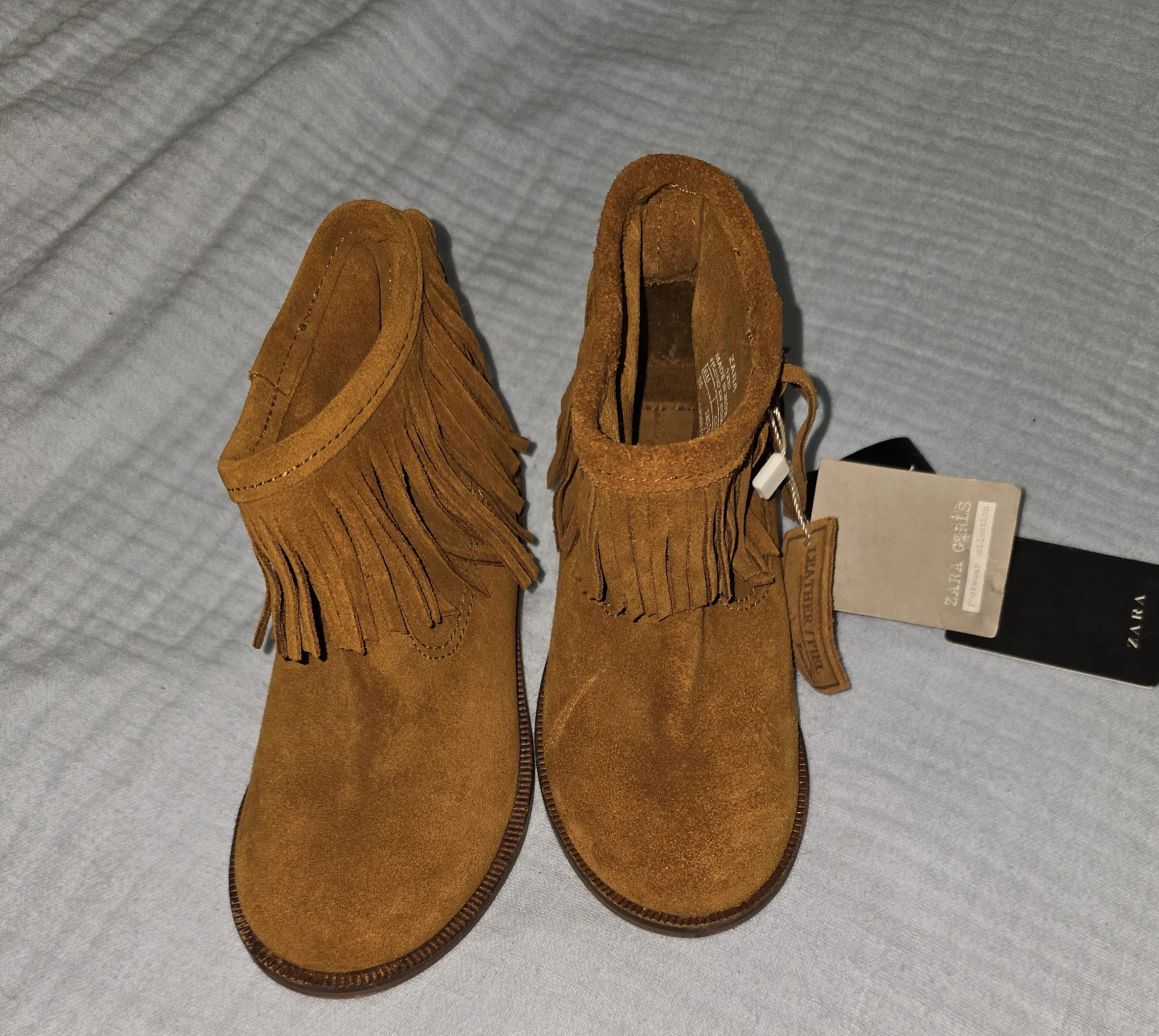 ZARA Girls Suede Fringe Ankle Boots - photo 2