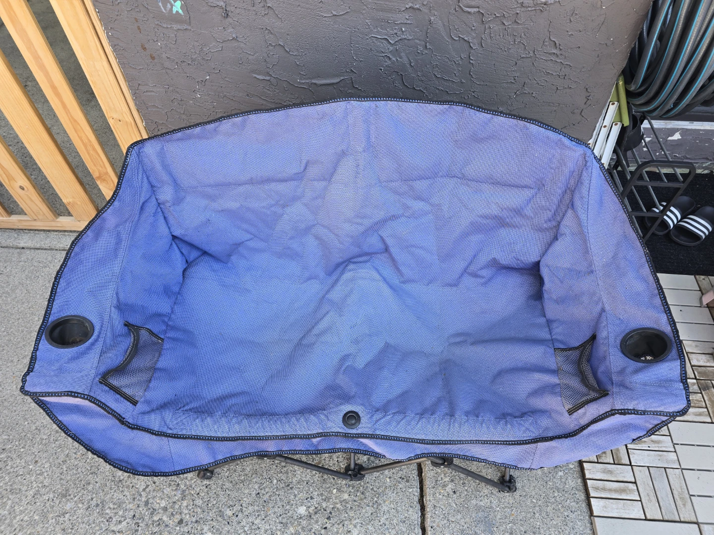 Blue, foldable double camping with cup holder - photo 2
