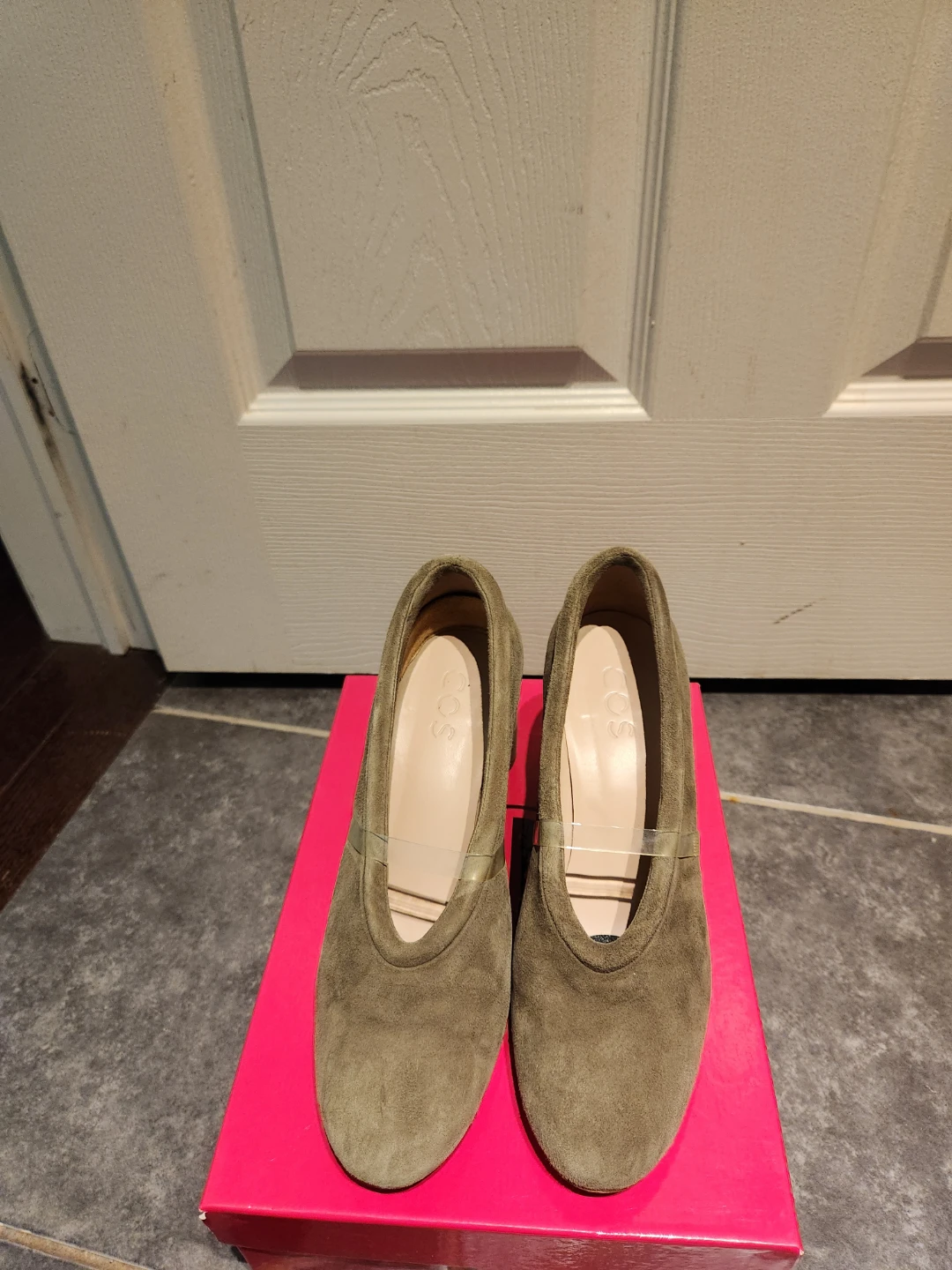 COS Suede Block Heel Shoes - Olive Green