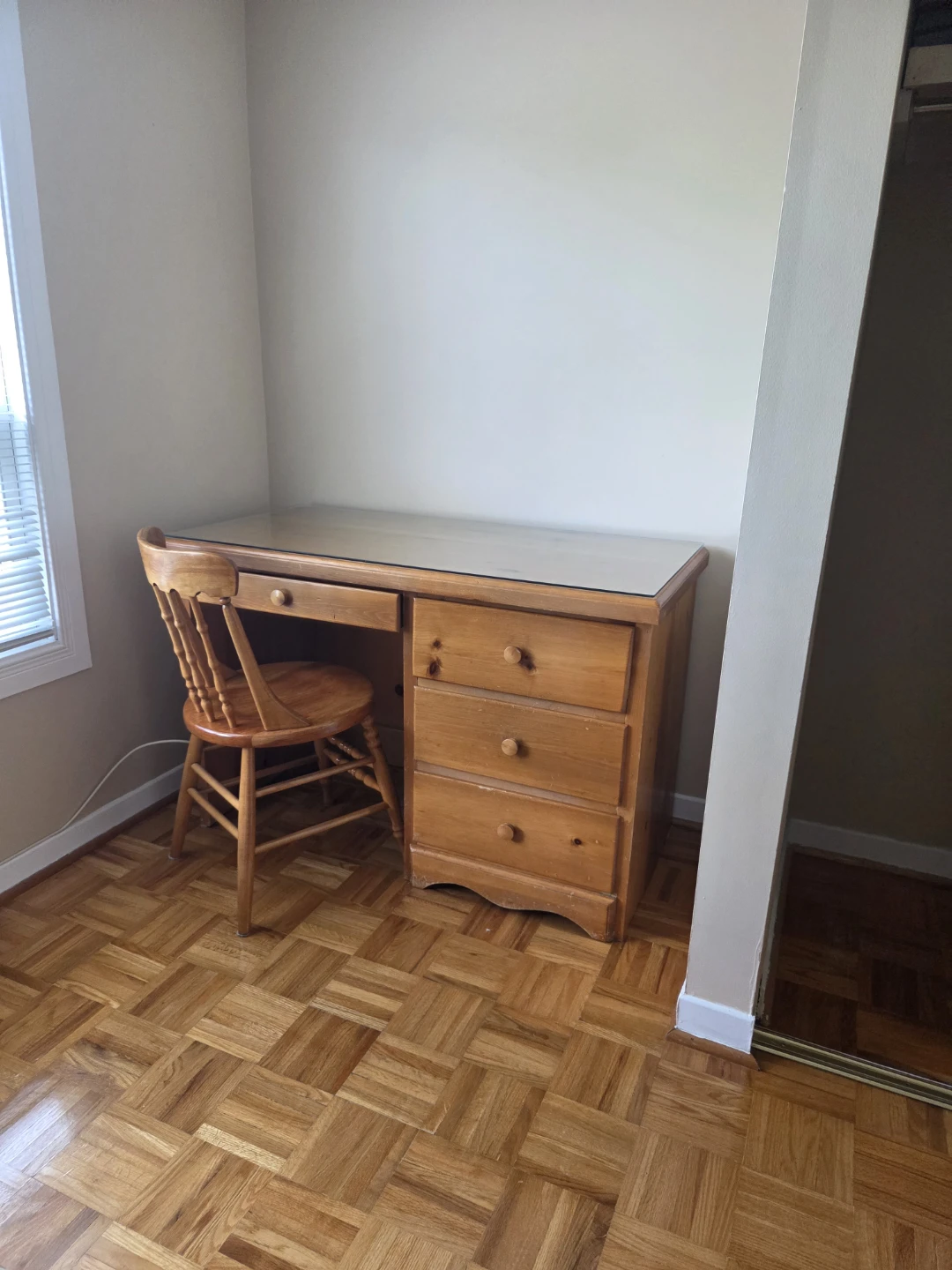 Wooden desk with chair