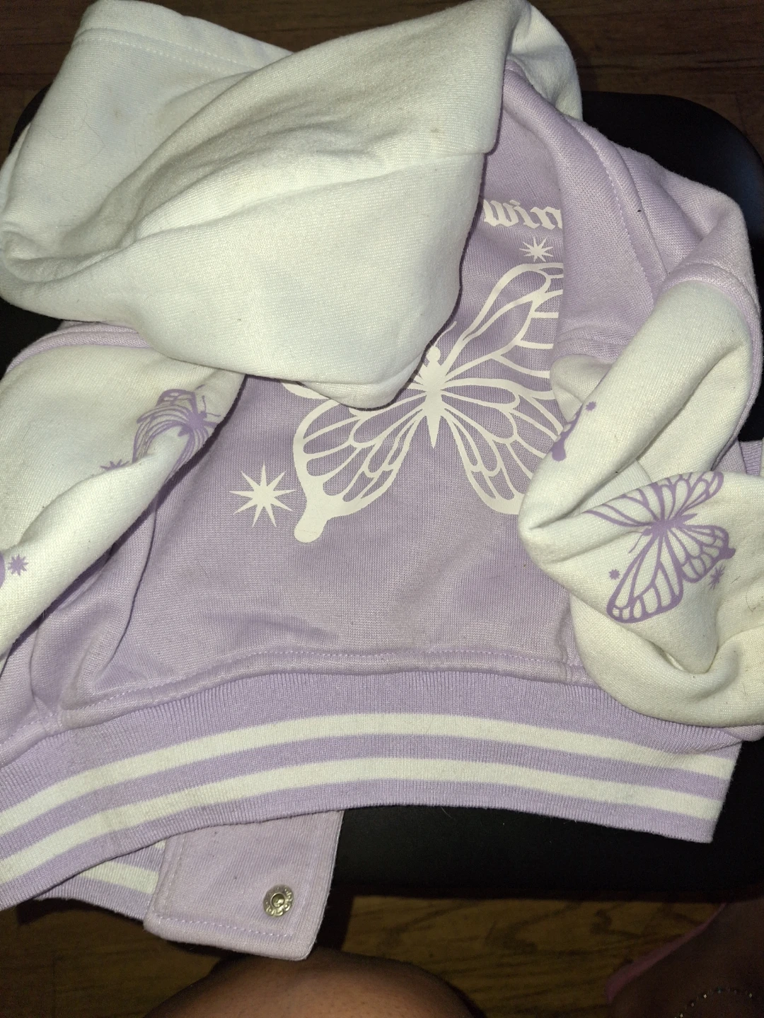 Stella Tweed Girls Lavender Butterfly Varsity Jacket Size 5/6 - photo 2