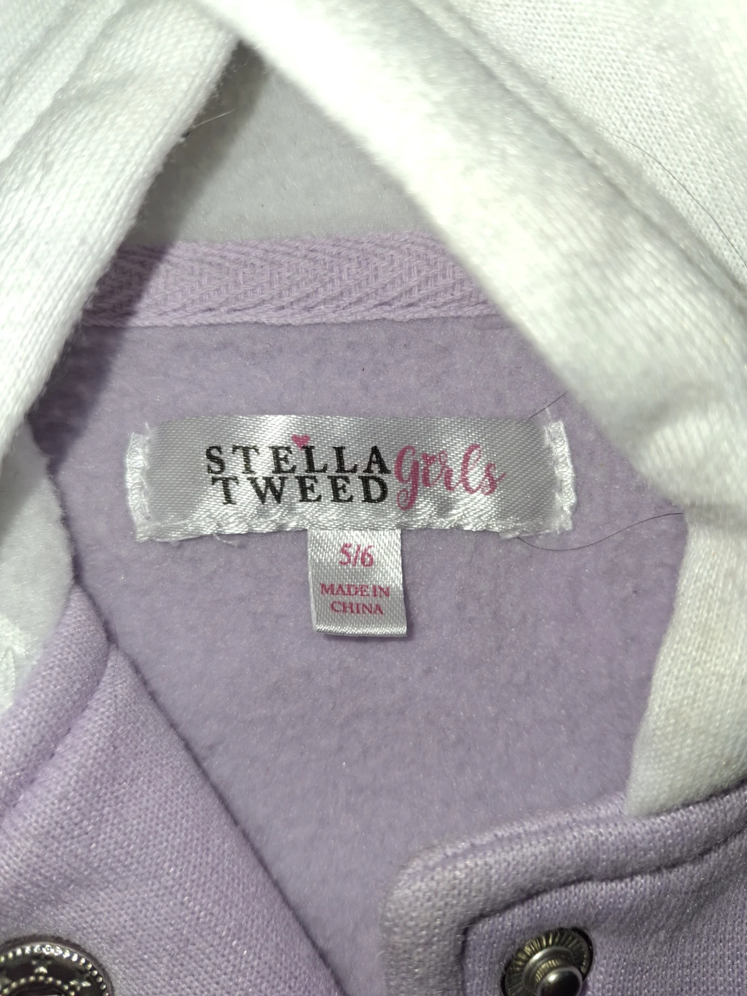 Stella Tweed Girls Lavender Butterfly Varsity Jacket Size 5/6 - photo 4