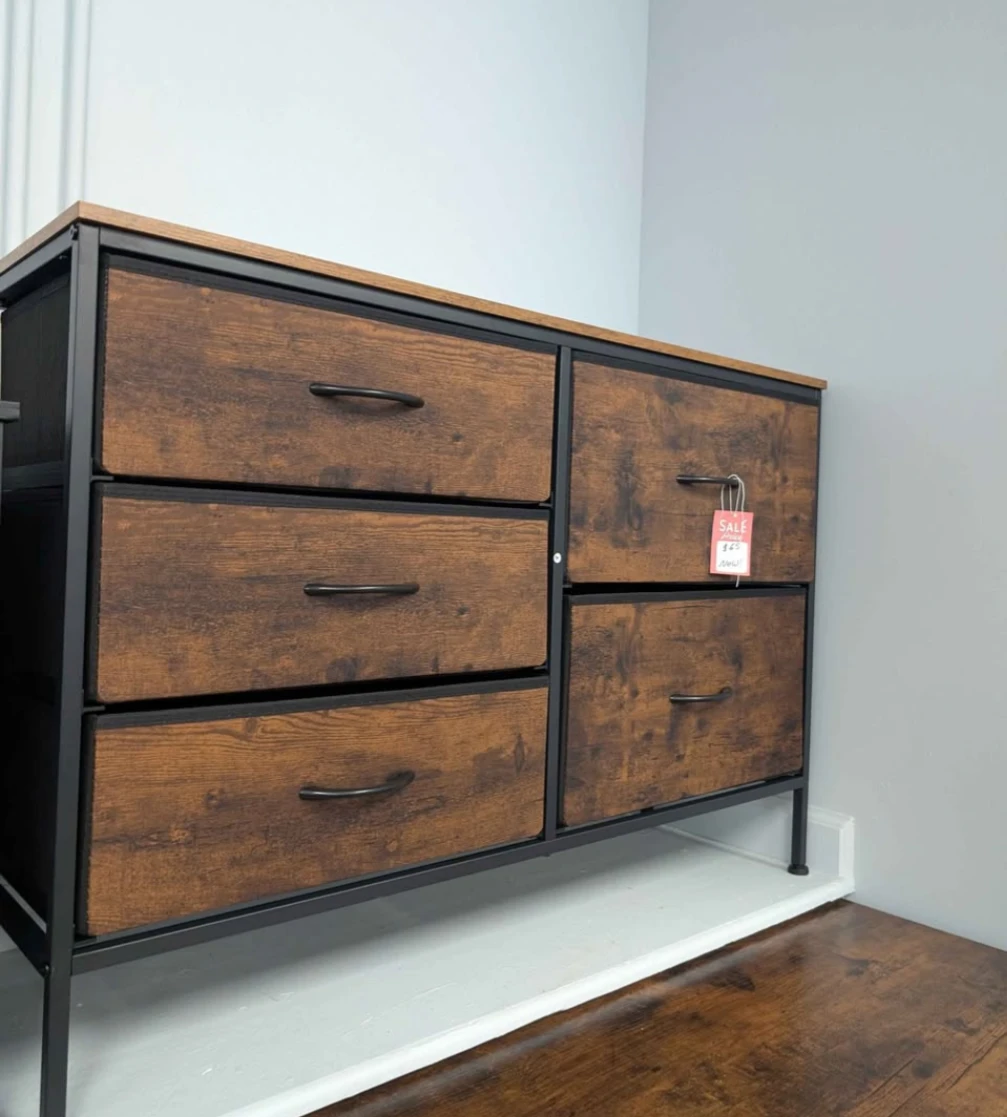 🪵✨ Brand New 5 Drawer Dresser – Rustic Brown ✨🪵