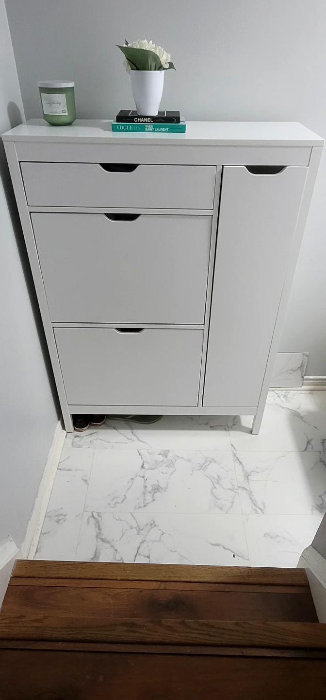 White Shoe Cabinet with Drawers