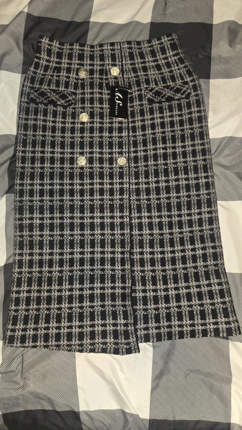 A&S Elegant Plaid Midi Skirt