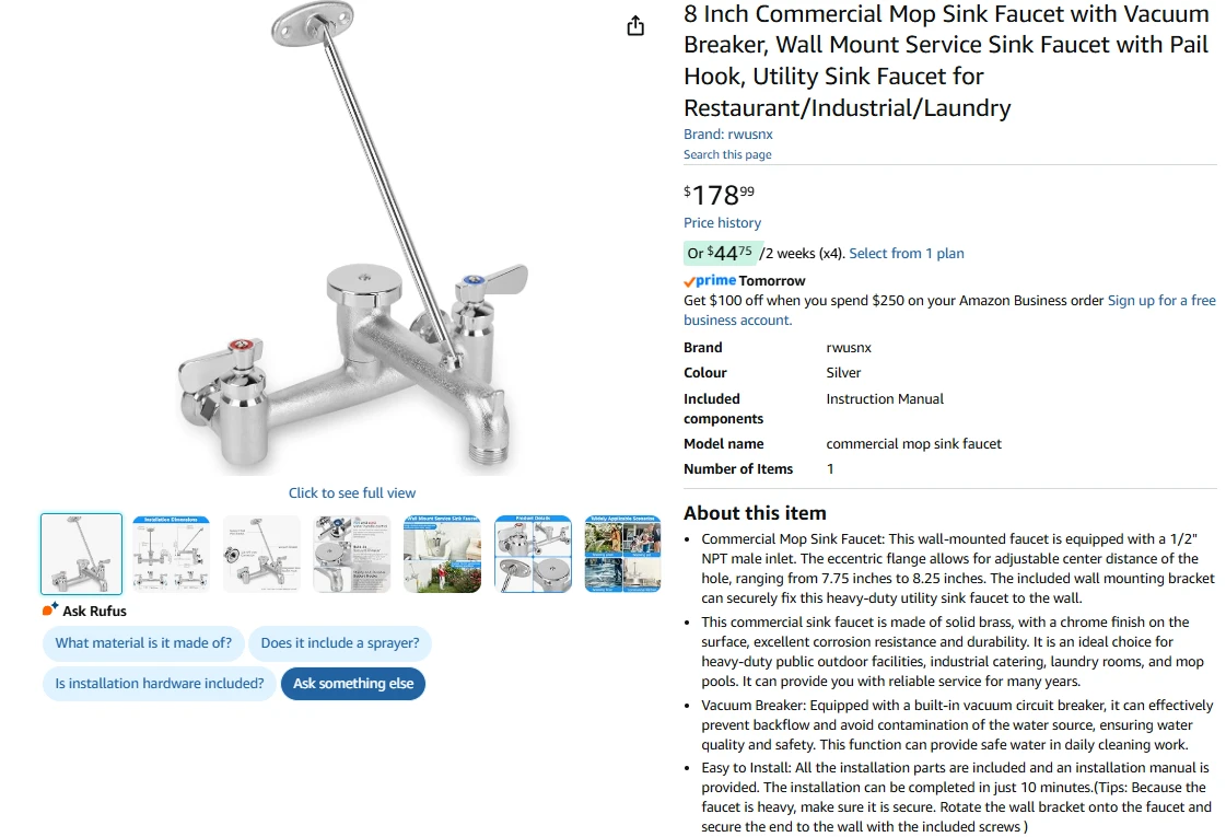 Commercial Mop Sink Faucet with Vacuum Breaker - photo 2