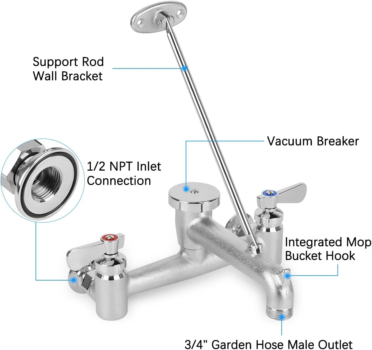 Commercial Mop Sink Faucet with Vacuum Breaker - photo 3
