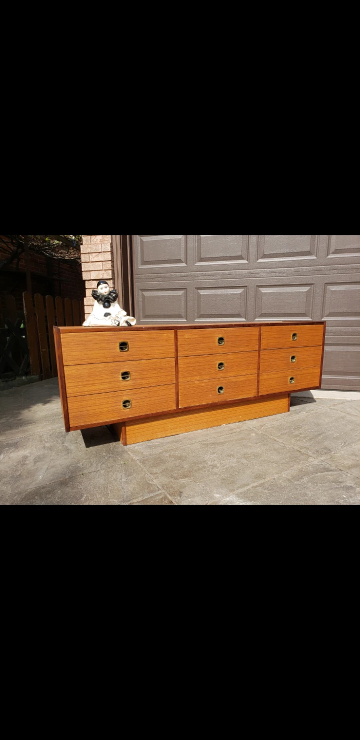 Vintage Teak 9-Drawer Dresser