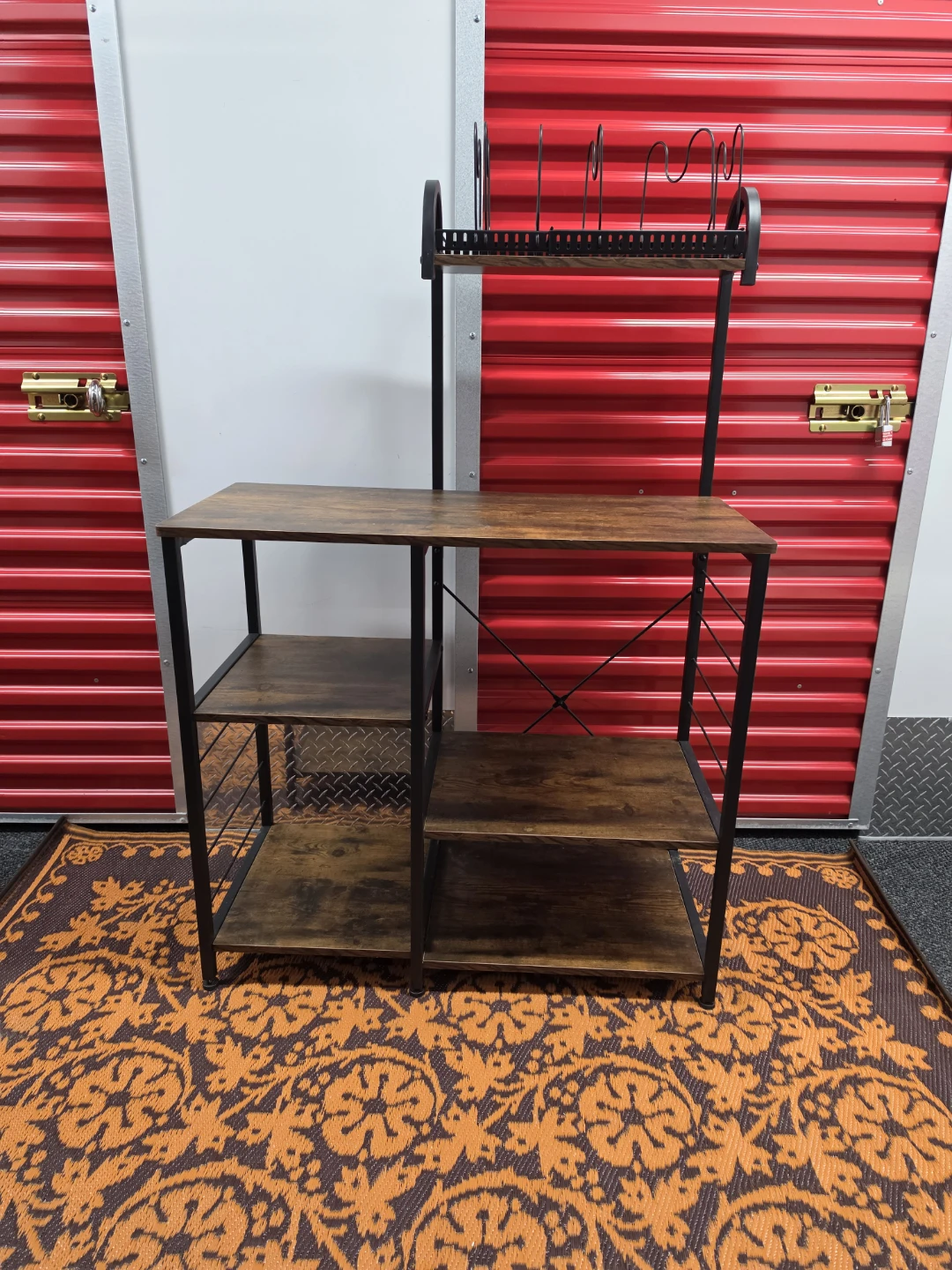Rustic Wood and Metal Kitchen Baker's Rack