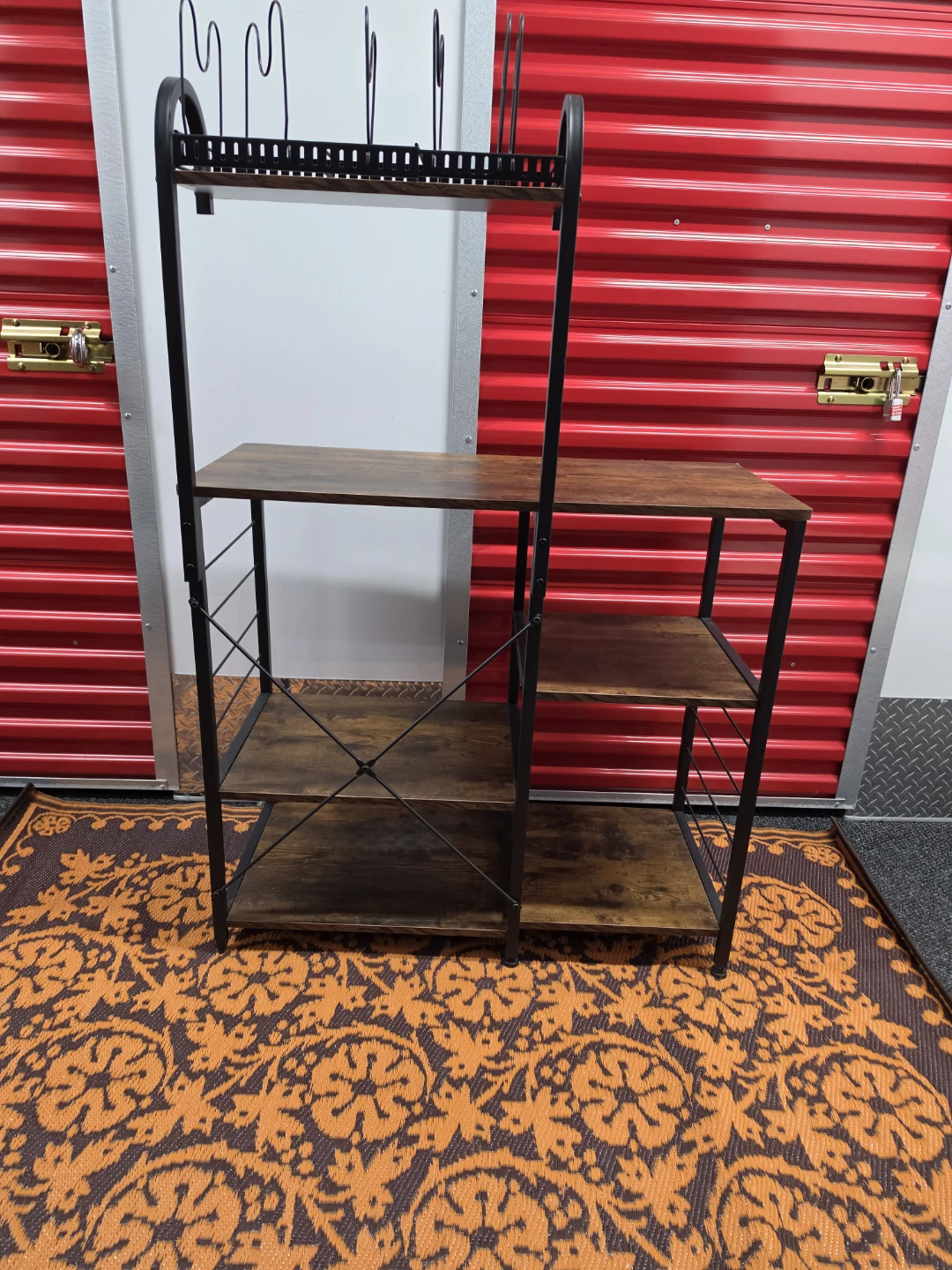 Rustic Wood and Metal Kitchen Baker's Rack - photo 4