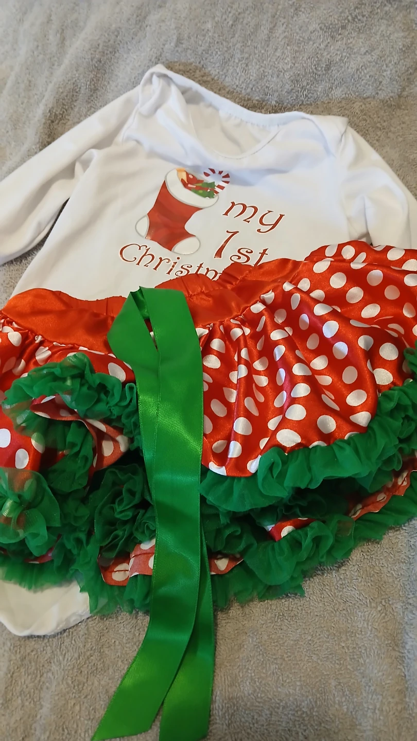 Baby Girl My 1st Christmas Outfit Tutu Onesie ⚽️