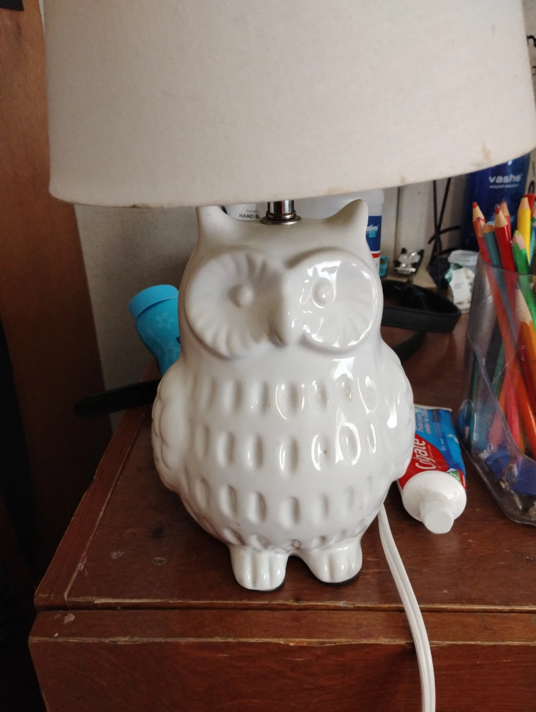 White Ceramic Owl Table Lamp