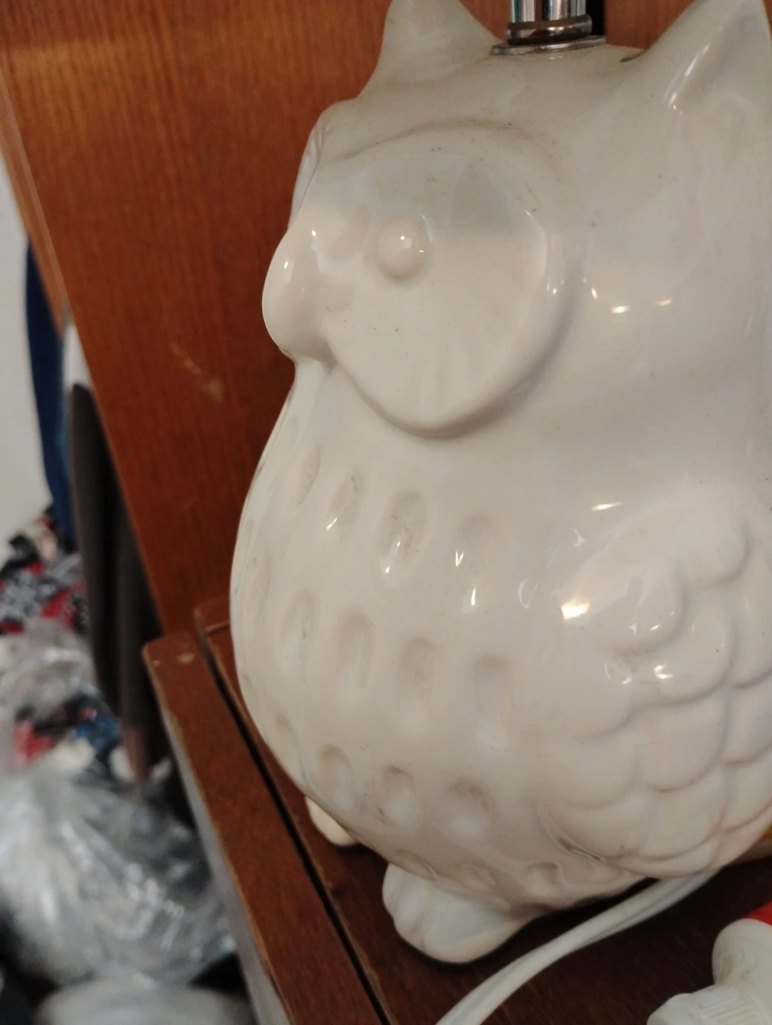 White Ceramic Owl Table Lamp - photo 2