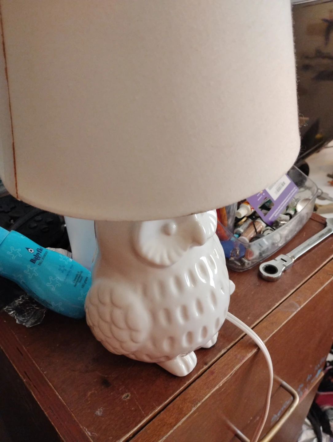 White Ceramic Owl Table Lamp - photo 3