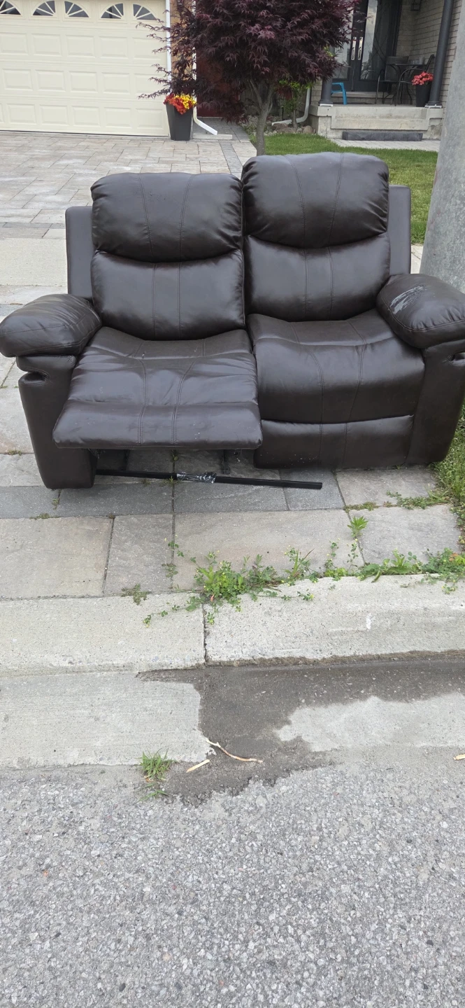 Brown Faux Leather  Reclining Loveseat
