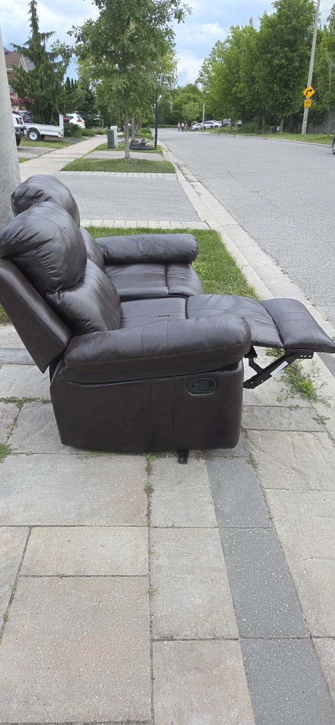 Brown Faux Leather  Reclining Loveseat - photo 2