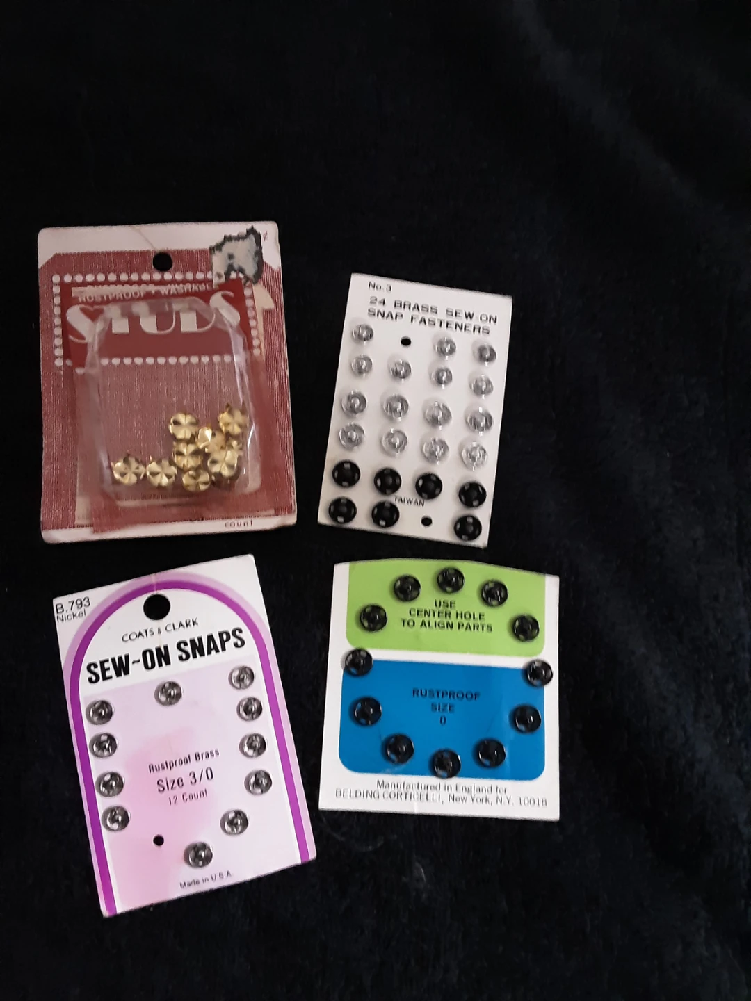 Sew-On Snaps & Fasteners - Coats & Clark, Belding Corticelli