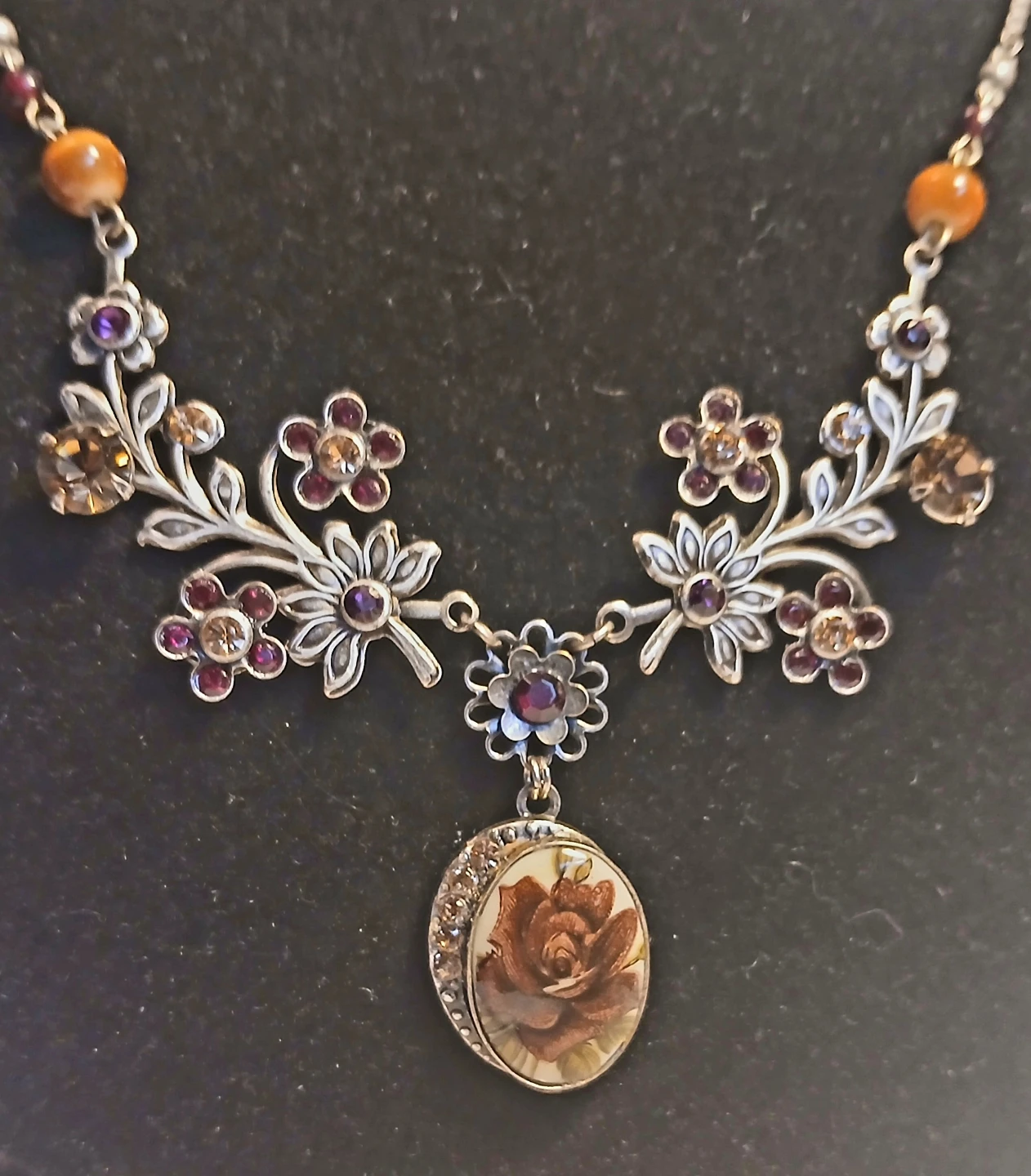 Rose Pendant Necklace, Earrings, and Ring Set