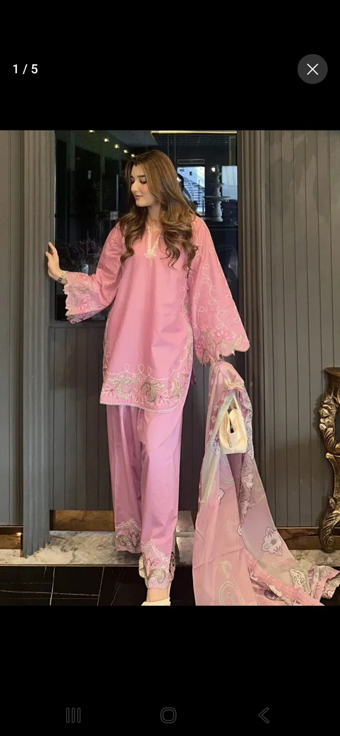 Pink Embroidered 3-Piece Suit