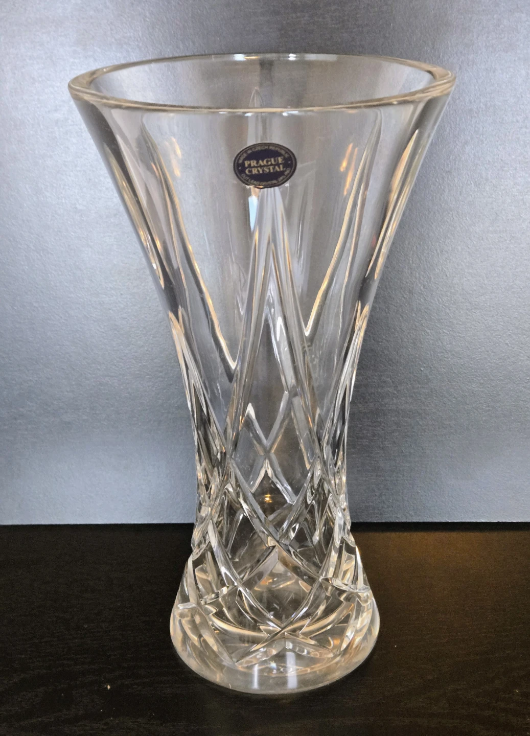 Vintage 10" Prague Cut Crystal Czech Republic Vase - photo 5