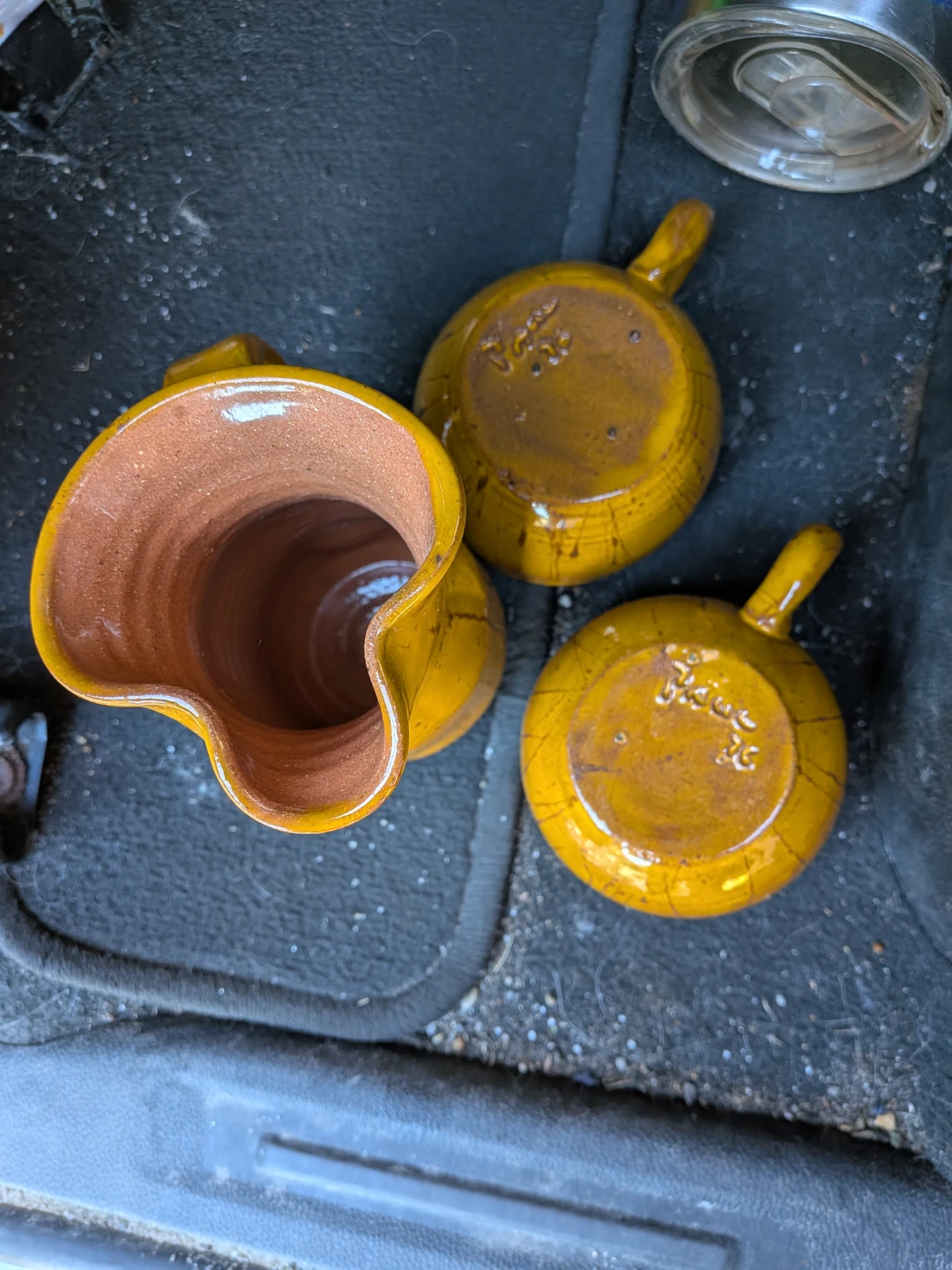 Yellow Ceramic Pitcher and 5 Cups Set - photo 4